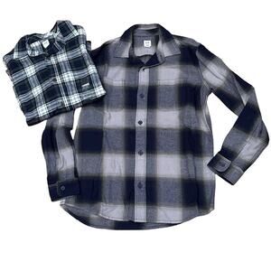 2 GAP Kids Boys 12 / XL Flannel Shirts: 1 NWT Blue Green Plaid & 1 Green Gray